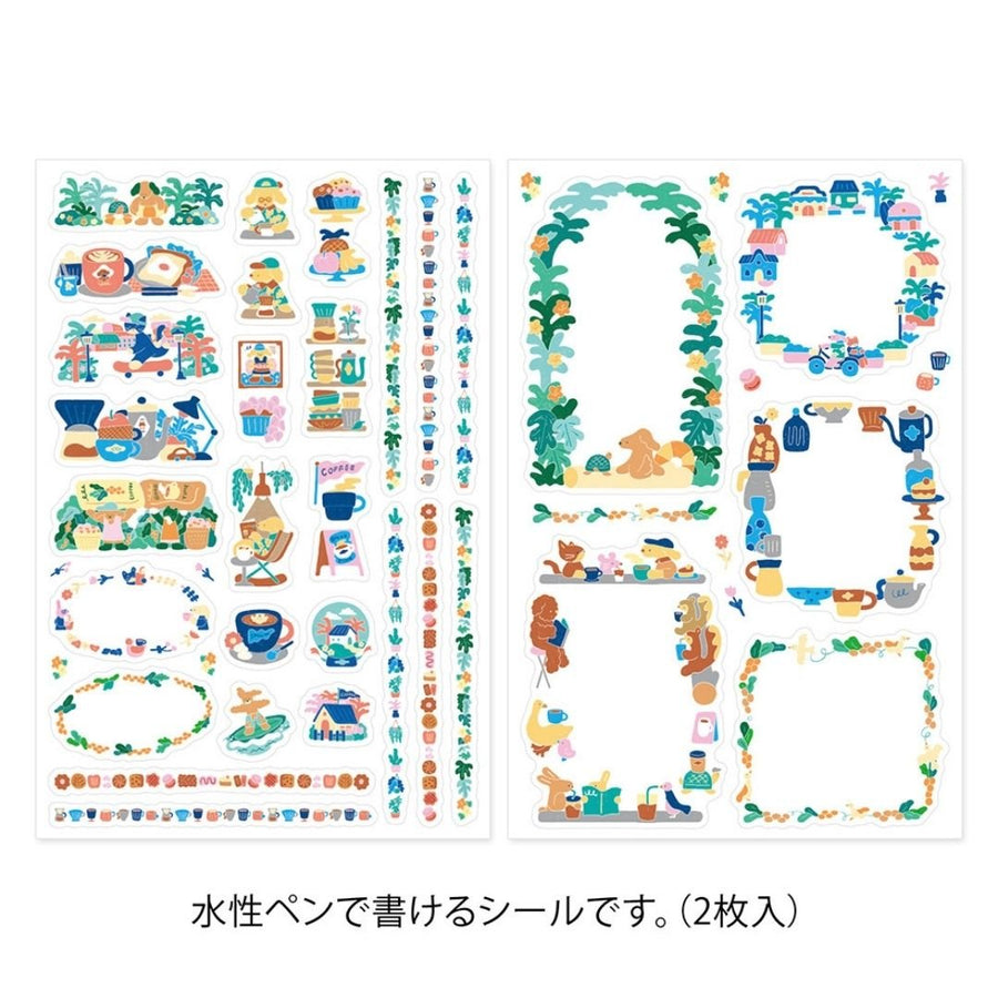 NEW Yuru Log Sticker Sheets x2 - Coffee Shop - Midori