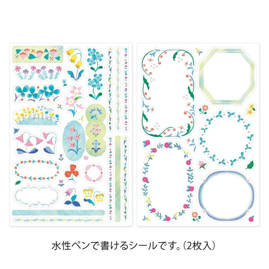 NEW Yuru Log Sticker Sheets x2 - Floral - Midori