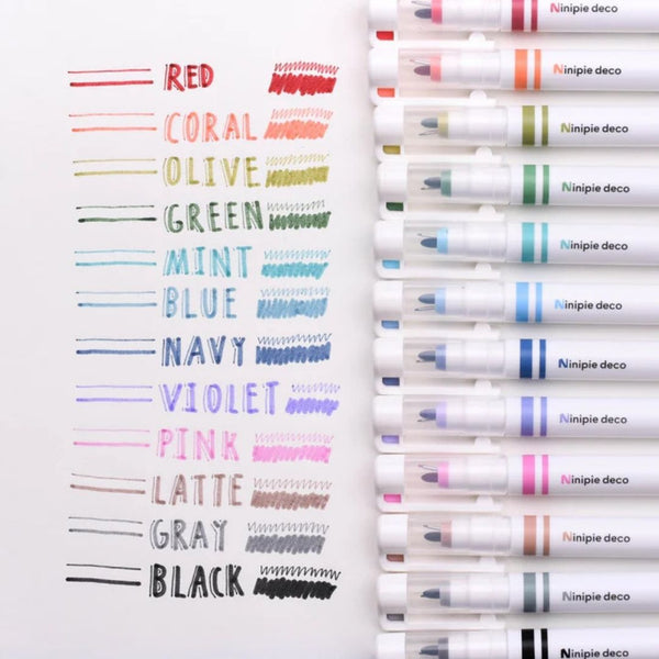 Ninipie Deco Dual-Tip Pens-Pens-Sun-Star-Red