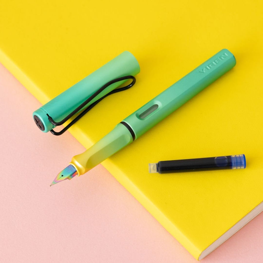 Ombre Fountain Pens EF nib and Converter - Yellow Green - Under the Rowan Trees