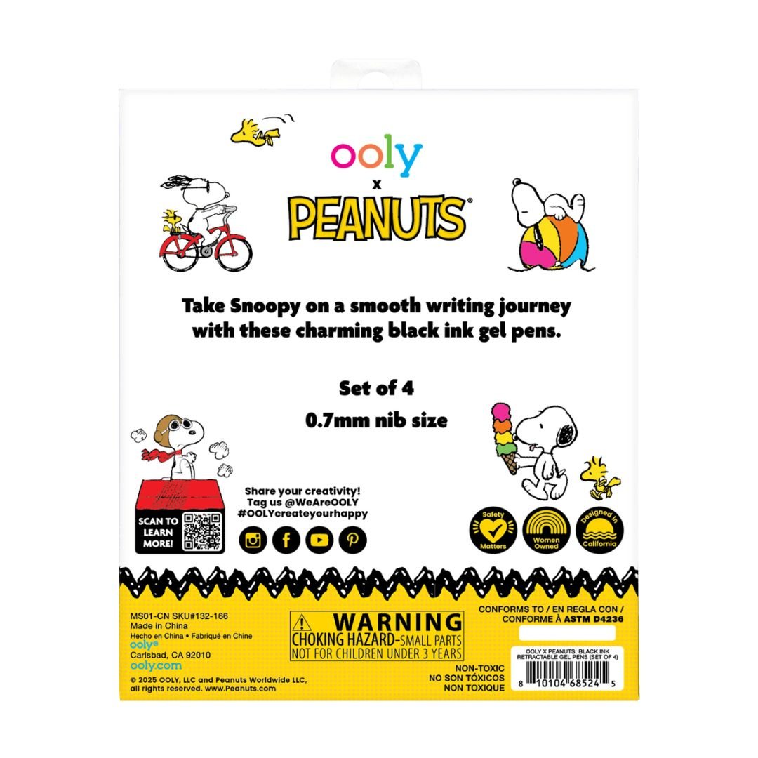 Ooly x Peanuts: Black Ink Retractable Gel Pens Set of 4 - Ooly
