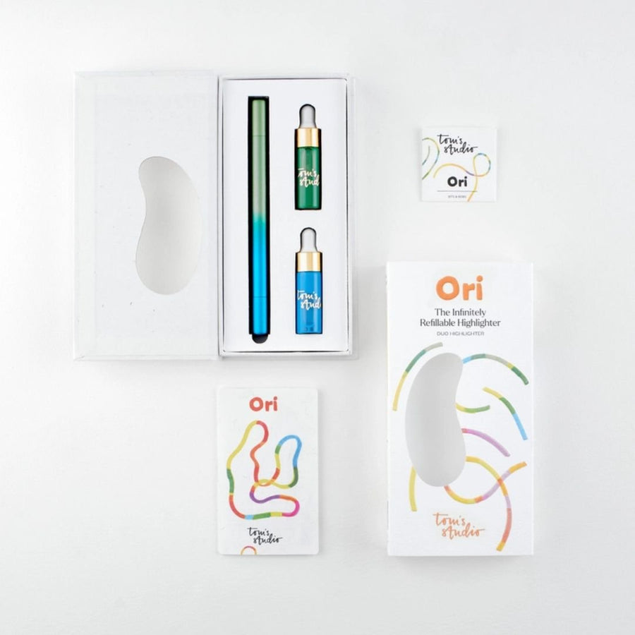 Ori - Refillable Highlighter Pen - Green & Blue - Tom's Studio