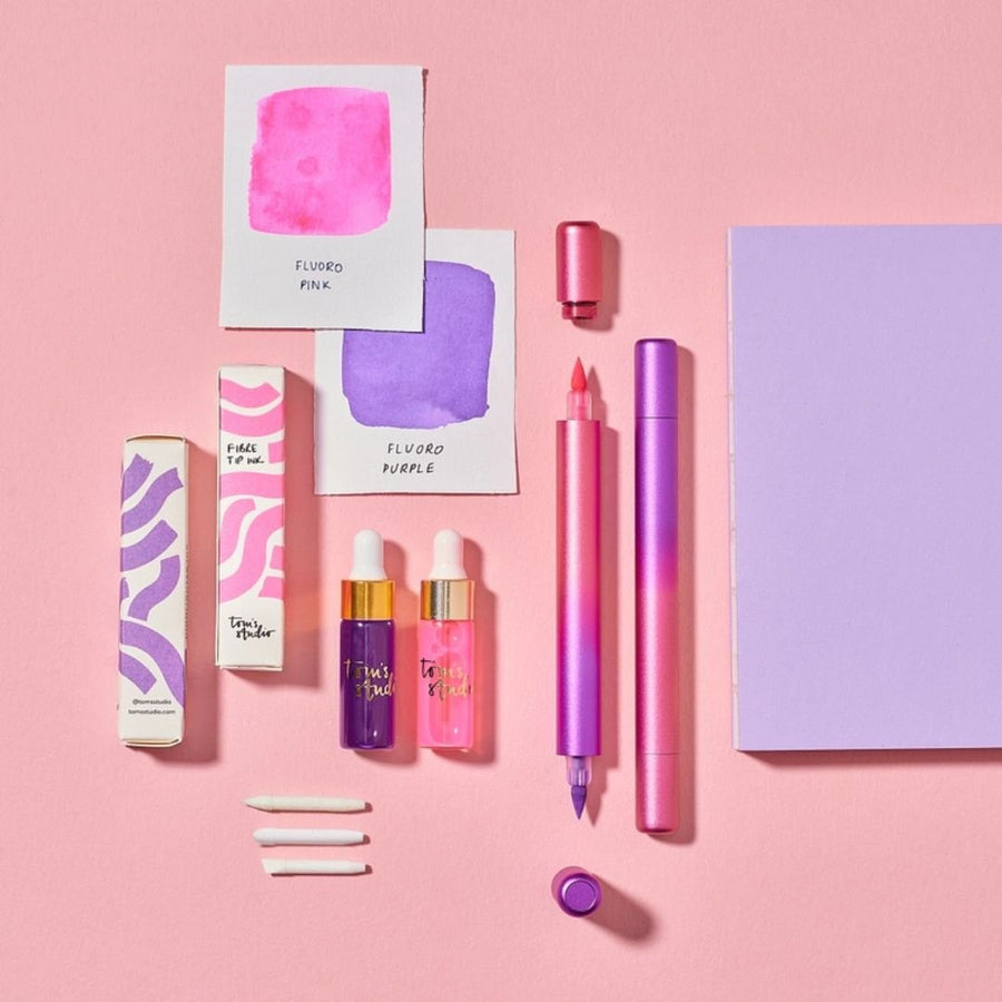Ori - Refillable Highlighter Pen - Pink & Purple - Tom's Studio