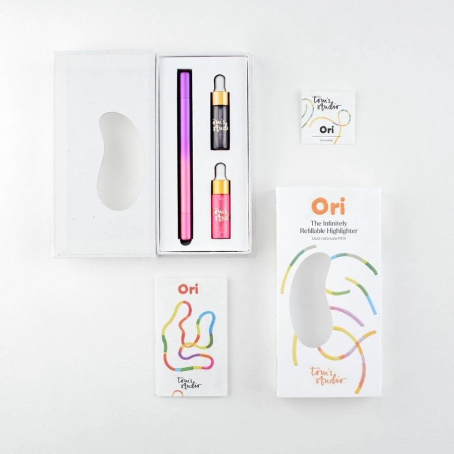 Ori - Refillable Highlighter Pen - Pink & Purple - Tom's Studio