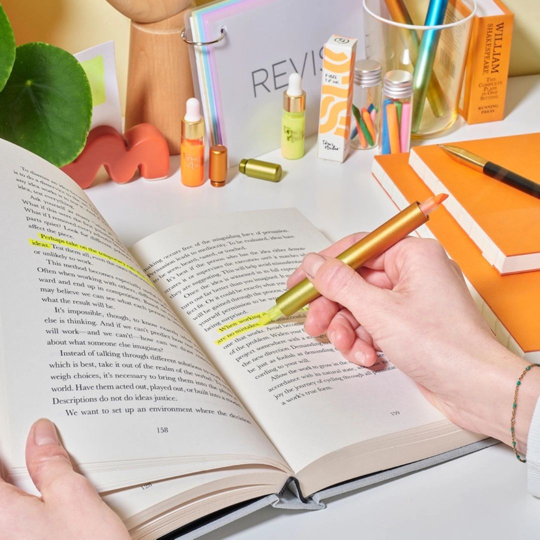 Ori - Refillable Highlighter Pen - Yellow & Orange - Tom's Studio