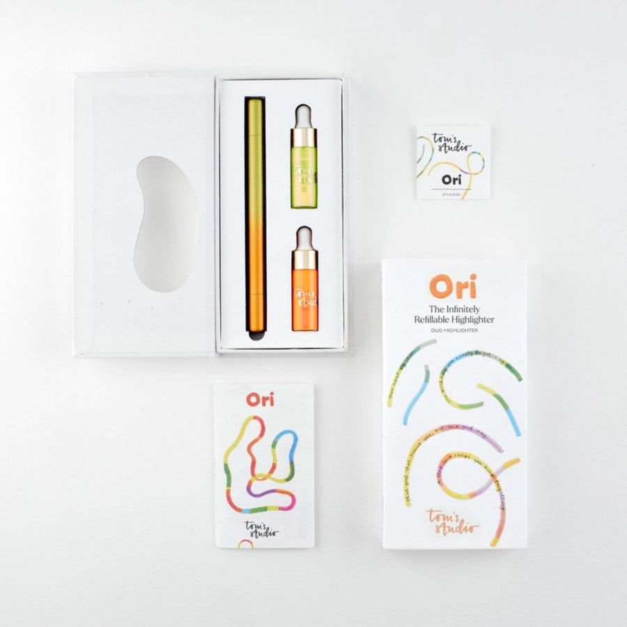 Ori - Refillable Highlighter Pen - Yellow & Orange - Tom's Studio