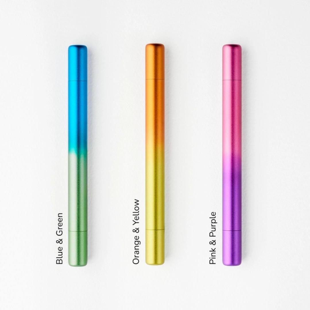 Ori Refillable Highlighter Pen Tom's Studio Blue and Green, Orange and Yellow, Pink and Purple.