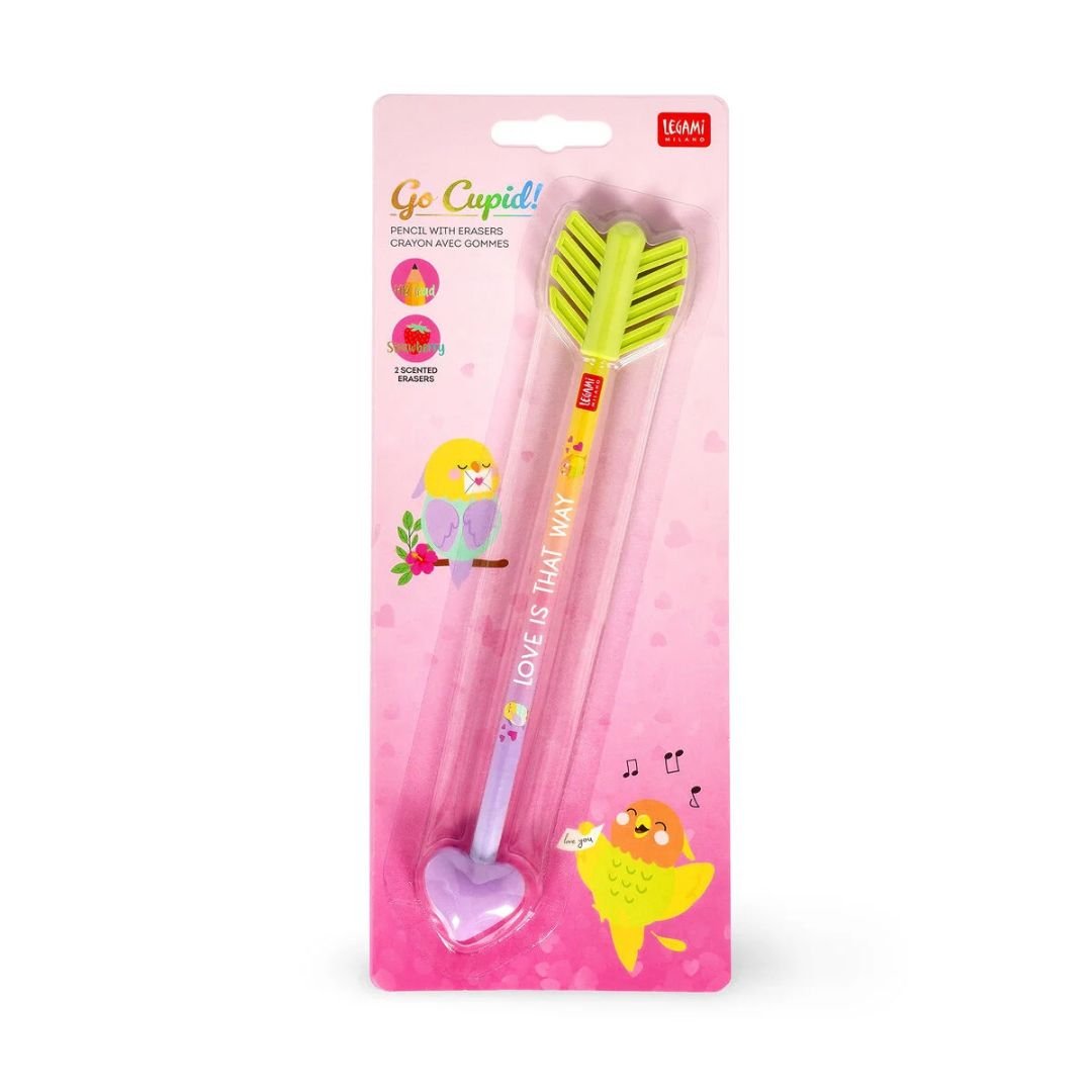 Pencil with two Scented Erasers - Go Cupid! - Legami