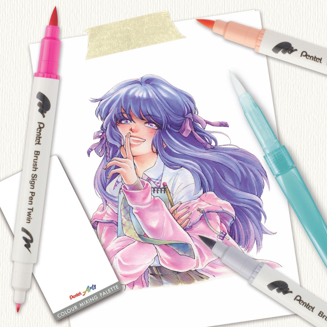 Pentel Brush Sign Pen Twin Expressive Set - Manga - Pentel