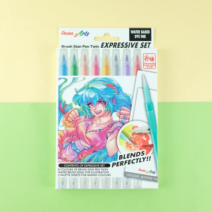 Pentel Brush Sign Pen Twin Expressive Set - Manga - Pentel