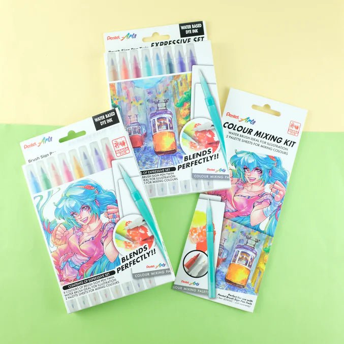 Pentel Brush Sign Pen Twin Expressive Set - Manga - Pentel