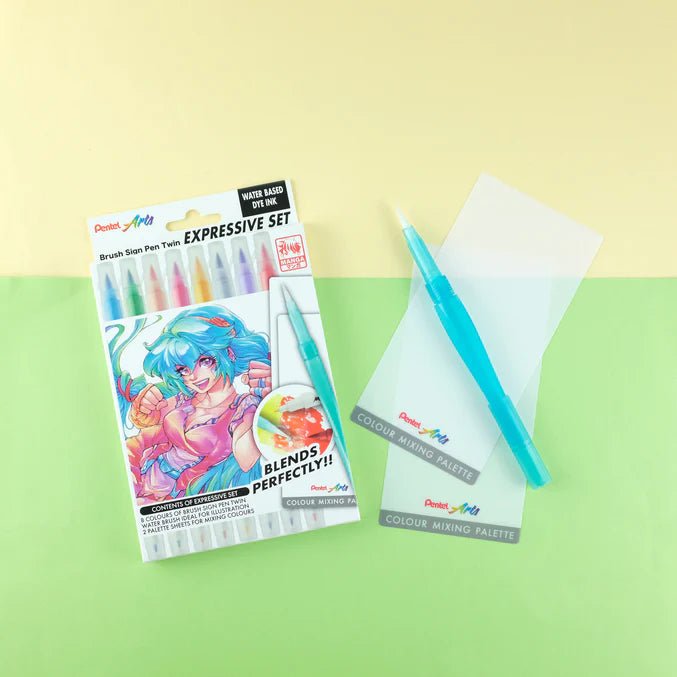 Pentel Brush Sign Pen Twin Expressive Set - Manga - Pentel