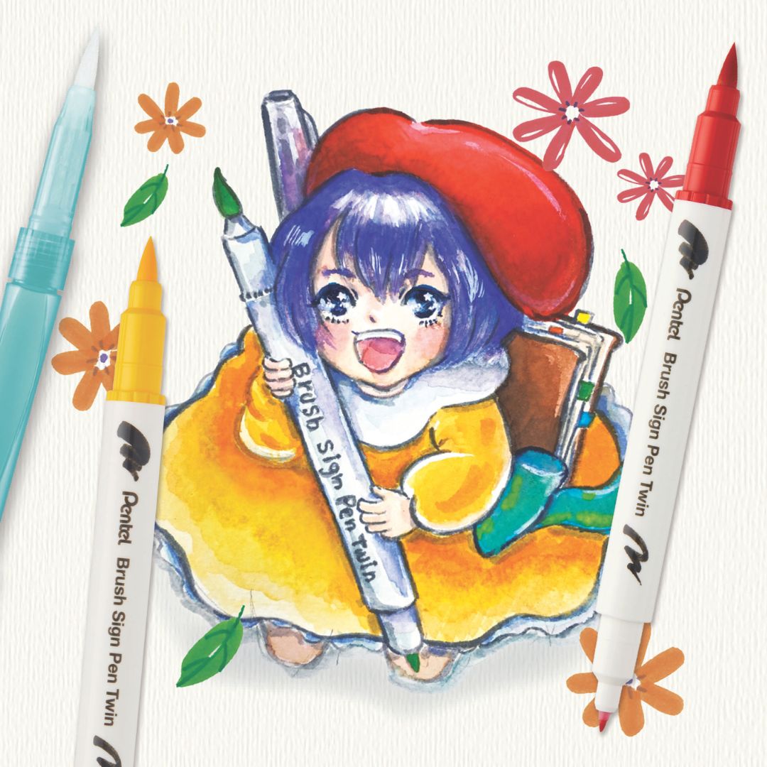 Pentel Brush Sign Pen Twin Expressive Set - Manga - Pentel