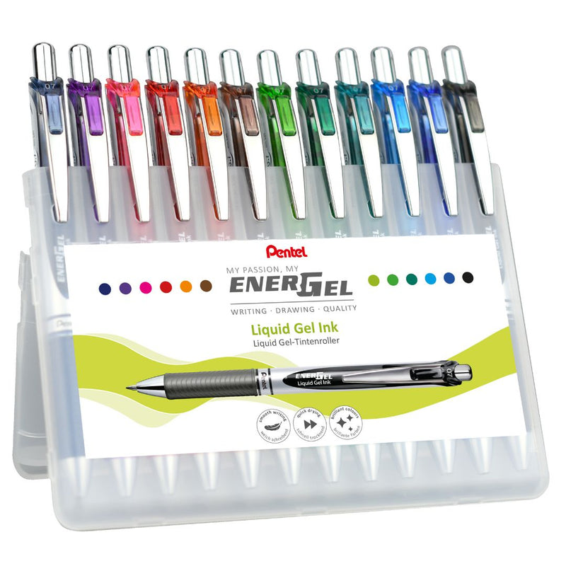 Pentel Energel Retractable 07 Pack of 12 Hard Case-Pens-Pentel-