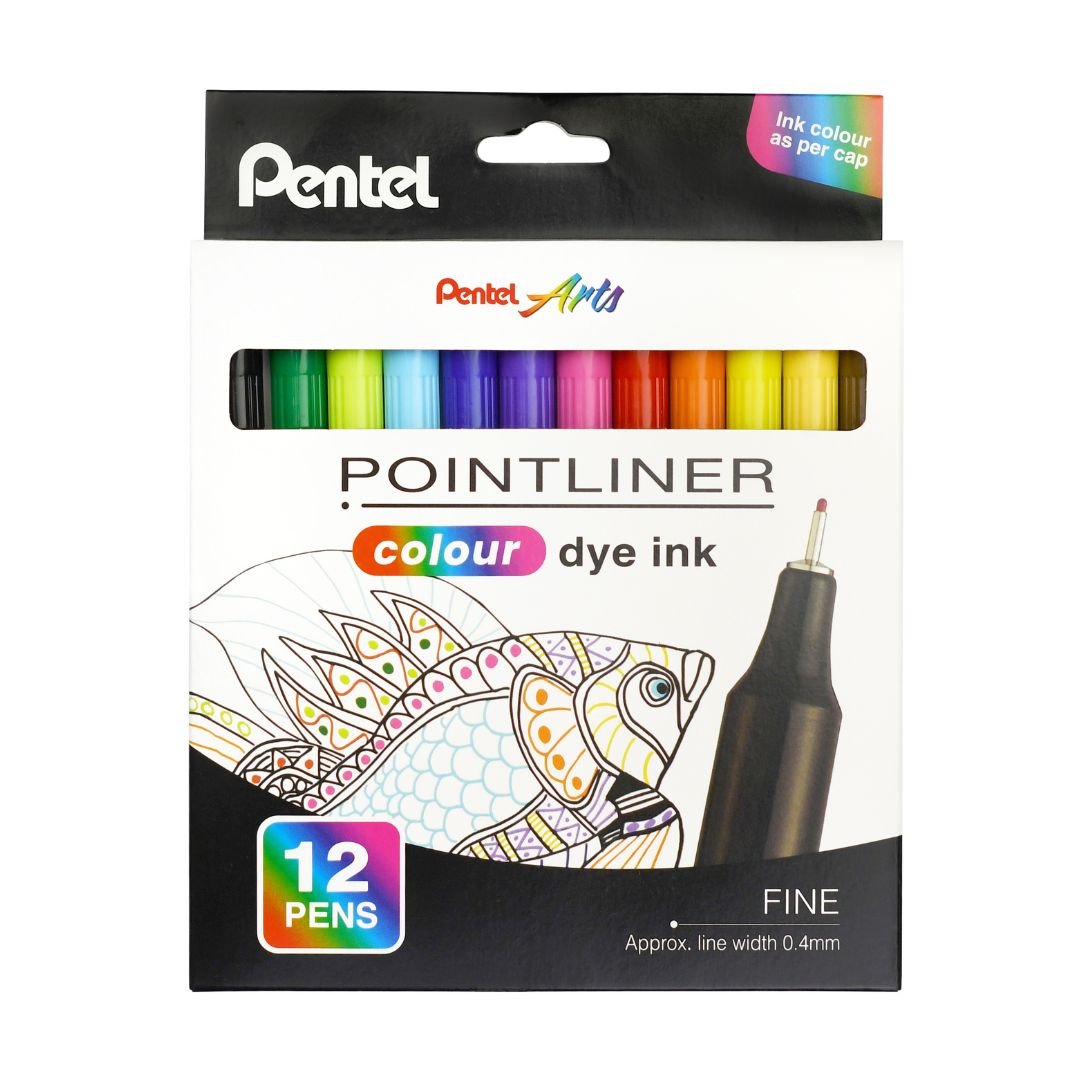 Pentel Pointliner Colour Fineliner Sets - Twelve - Pentel