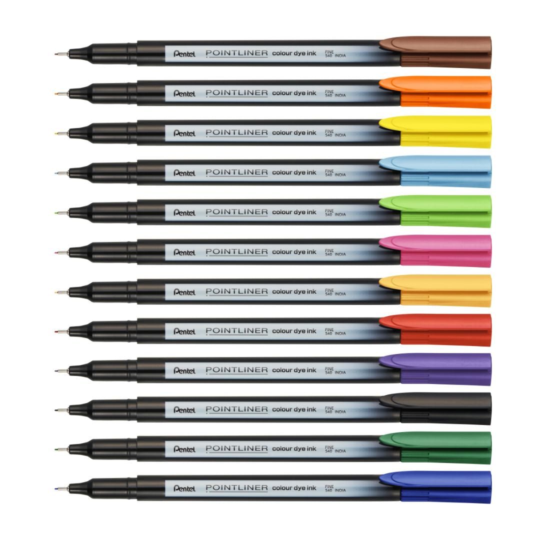 Pentel Pointliner Colour Fineliner Sets - Twelve - Pentel