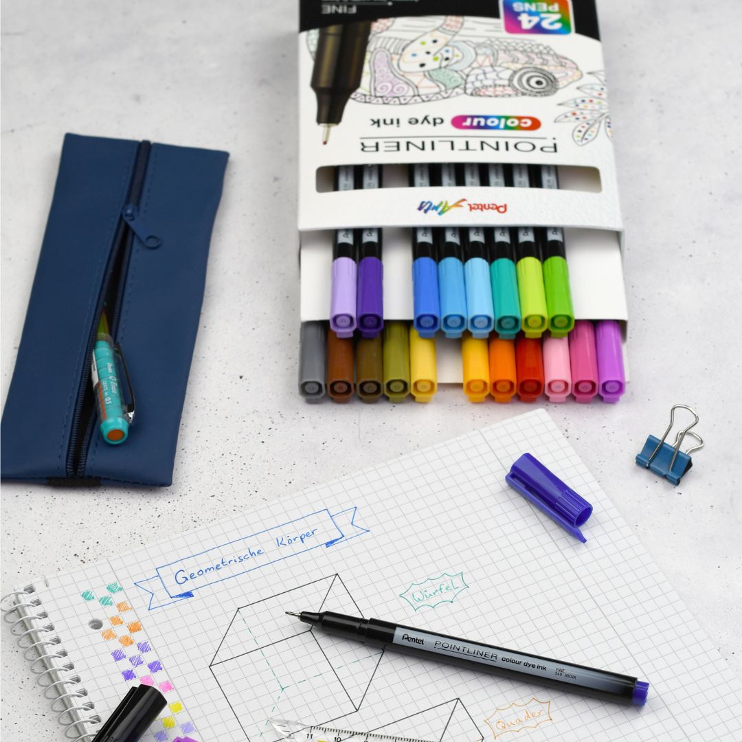 Pentel Pointliner Colour Fineliner Sets - Twenty Four - Pentel