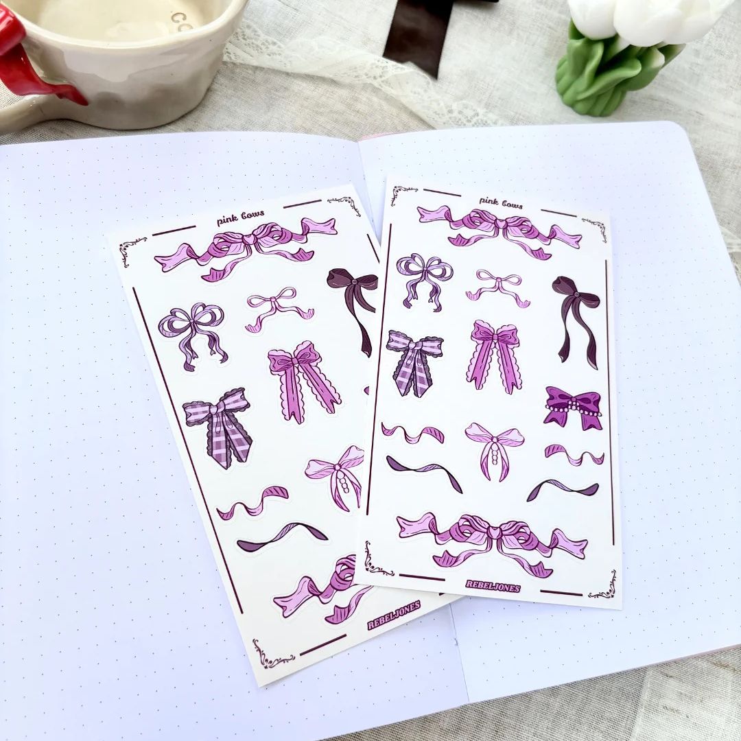 Pink Bows Sticker Sheet - Rebel Jones