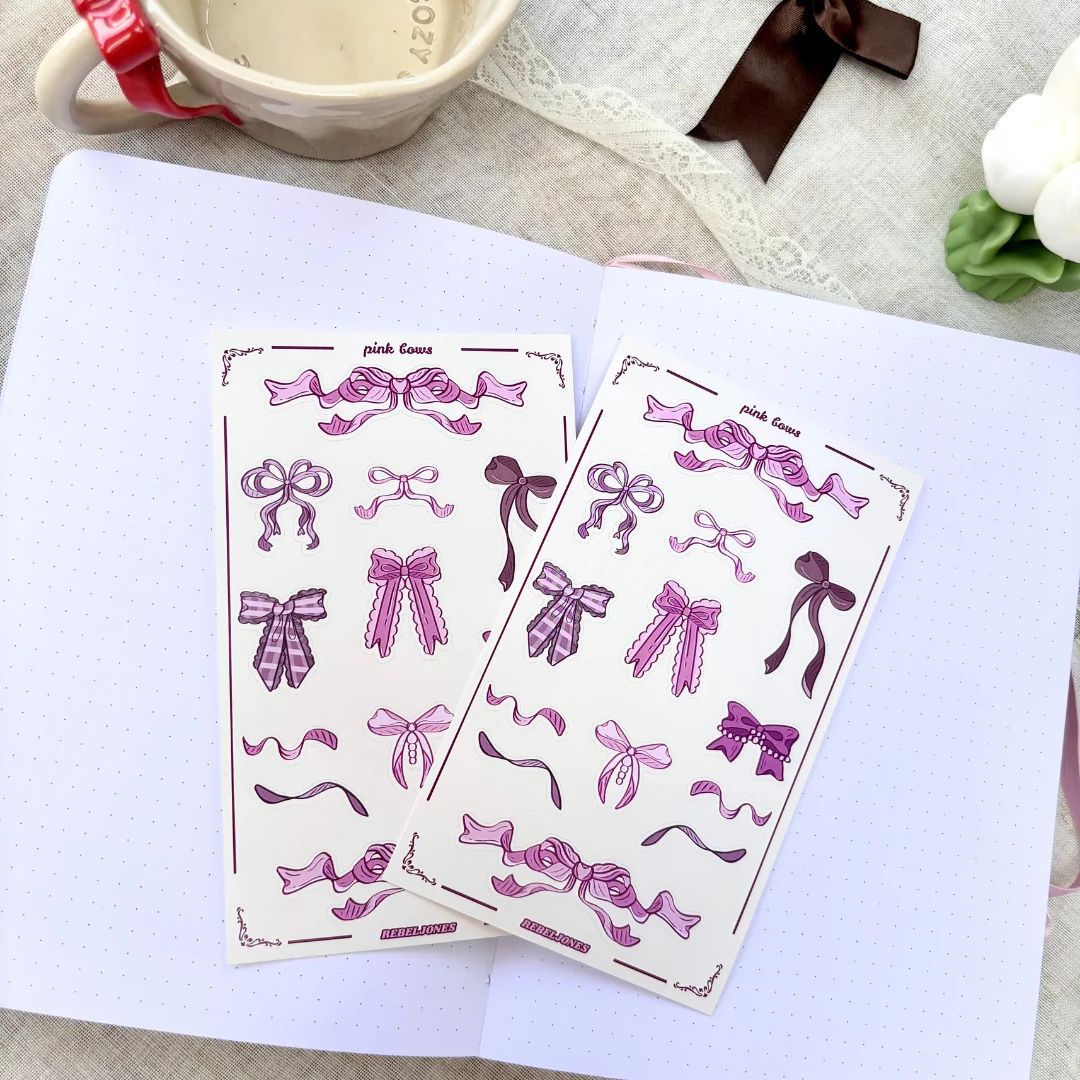 Pink Bows Sticker Sheet - Rebel Jones