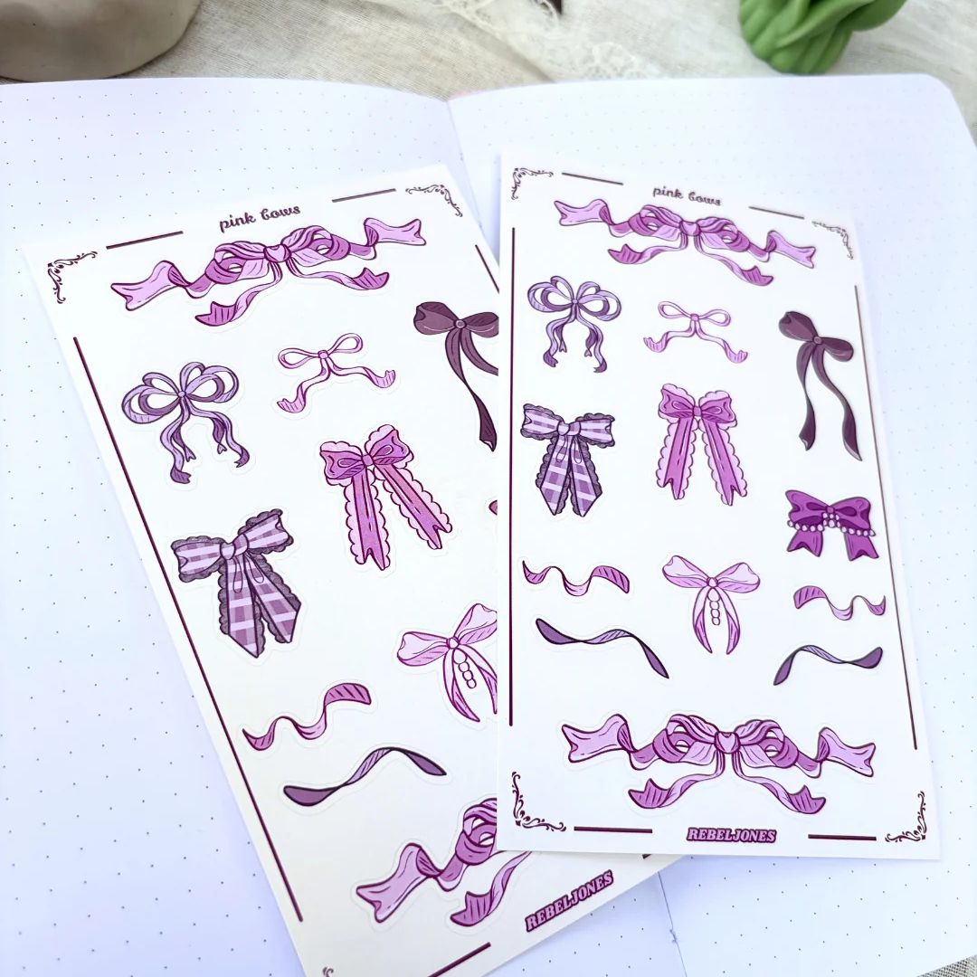 Pink Bows Sticker Sheet - Rebel Jones