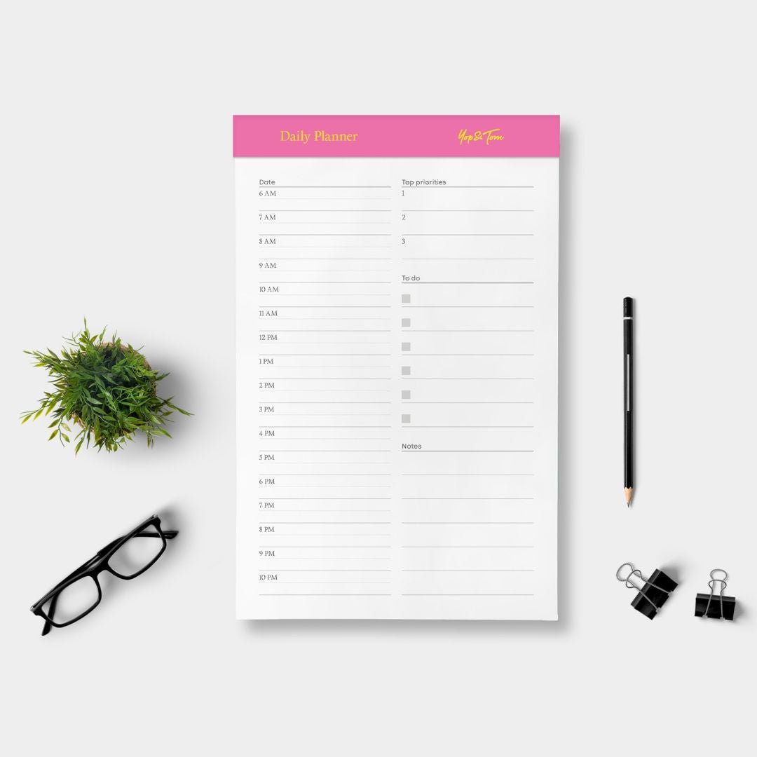 Pink Daily Planner Tear - off Pad - Yop & Tom - Under the Rowan Trees