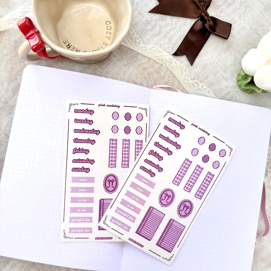 Pink Weekday Sticker Sheet - Rebel Jones