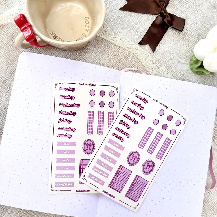 Pink Weekday Sticker Sheet - Rebel Jones