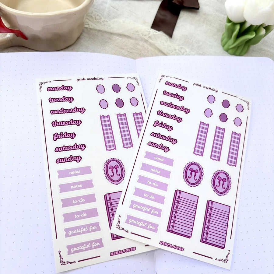 Pink Weekday Sticker Sheet - Rebel Jones