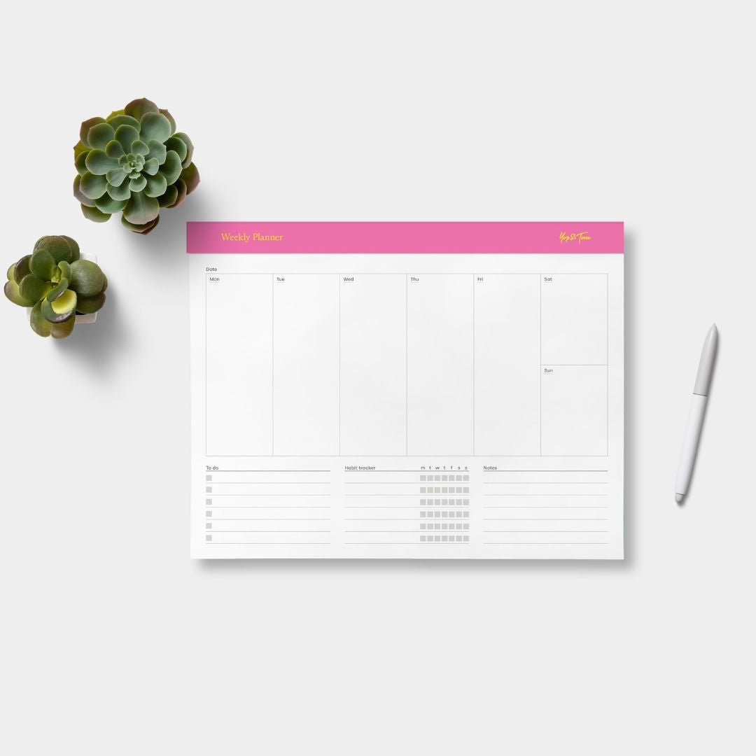 Pink Weekly Planner Tear - off Pad - Yop & Tom - Under the Rowan Trees