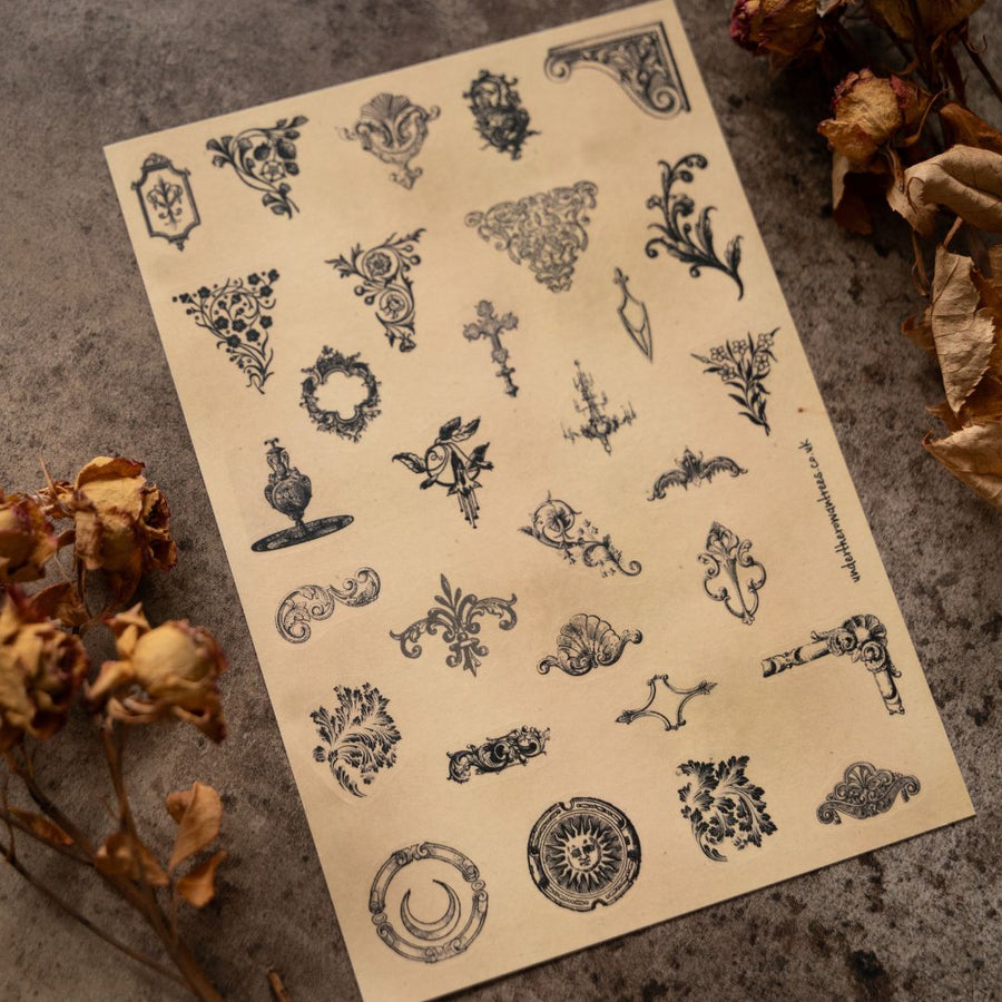 Poe's Raven Sticker Sheets-Stickers-Under the Rowan Trees-Decorative Elements Small
