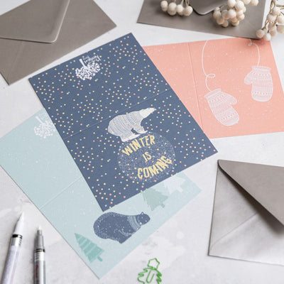 Polar Bear Greeting Cards - set of 6 - Under the Rowan Trees