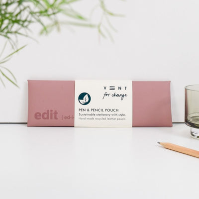 Powder Pink Recycled Leather Pen Pouch - Vent for Change