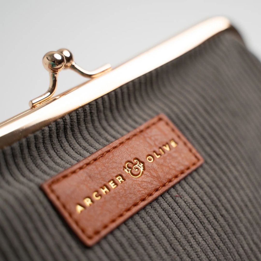 Quiet Corners Kiss-Lock Pouch Grey - Archer & Olive