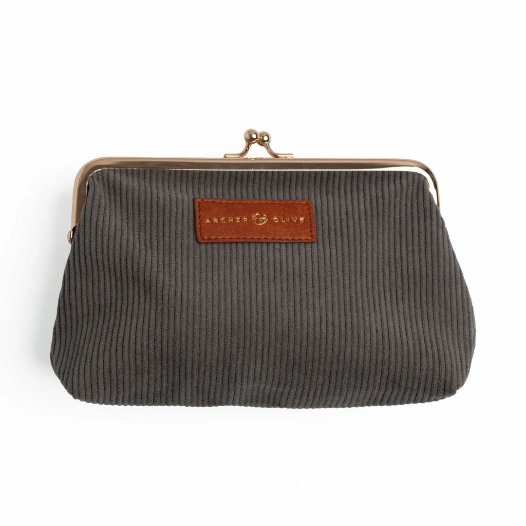 Quiet Corners Kiss-Lock Pouch Grey - Archer & Olive