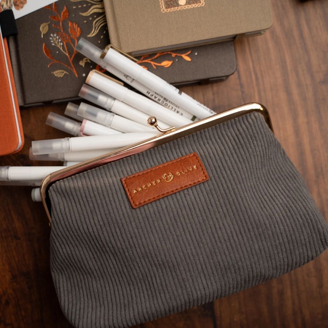 Quiet Corners Kiss-Lock Pouch Grey - Archer & Olive
