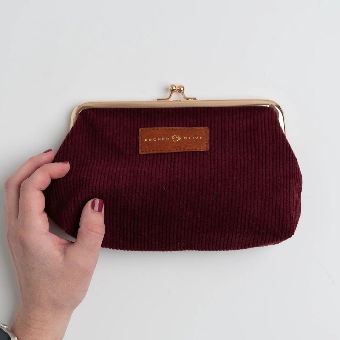 Quiet Corners Kiss-Lock Pouch Maroon - Archer & Olive