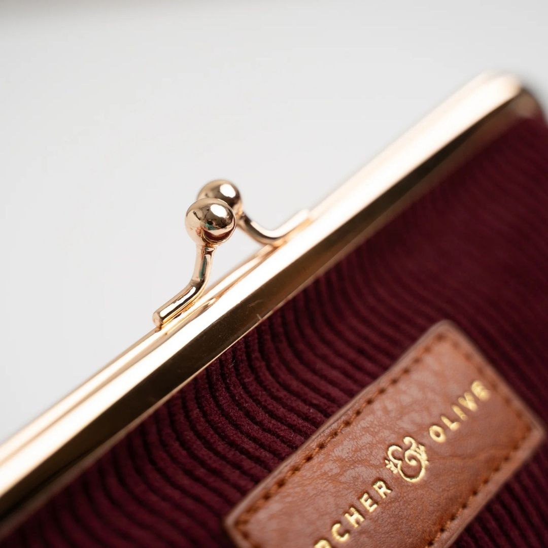 Quiet Corners Kiss-Lock Pouch Maroon - Archer & Olive