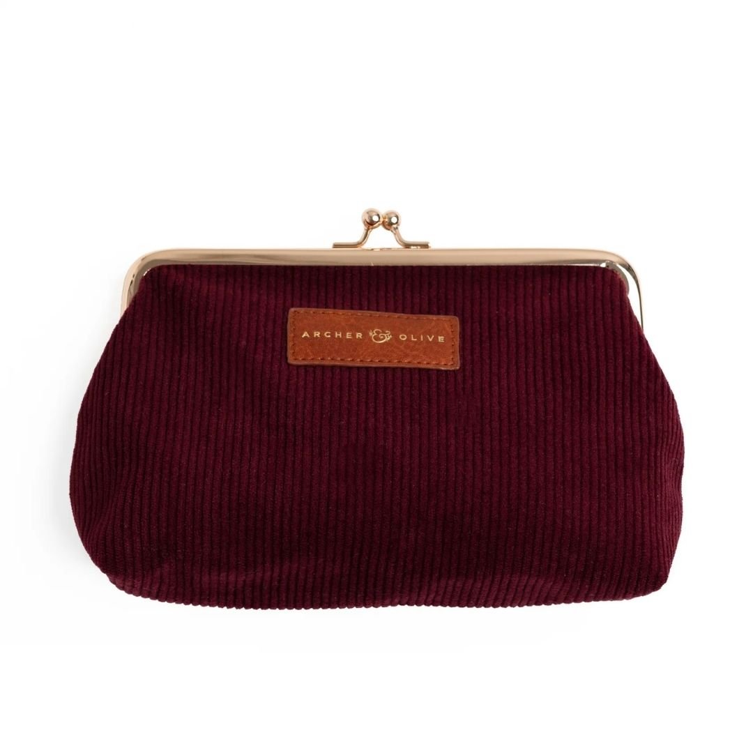 Quiet Corners Kiss-Lock Pouch Maroon - Archer & Olive