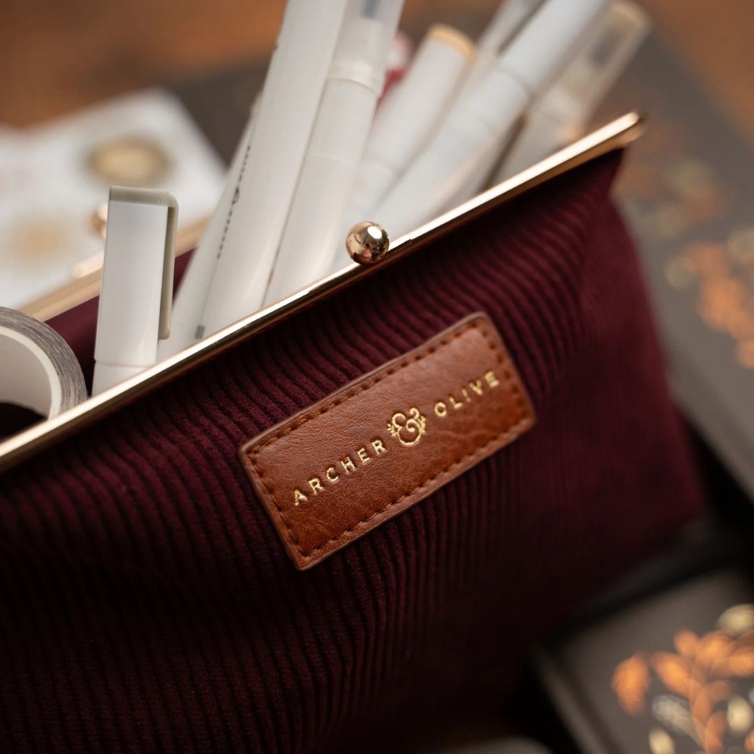 Quiet Corners Kiss-Lock Pouch Maroon - Archer & Olive
