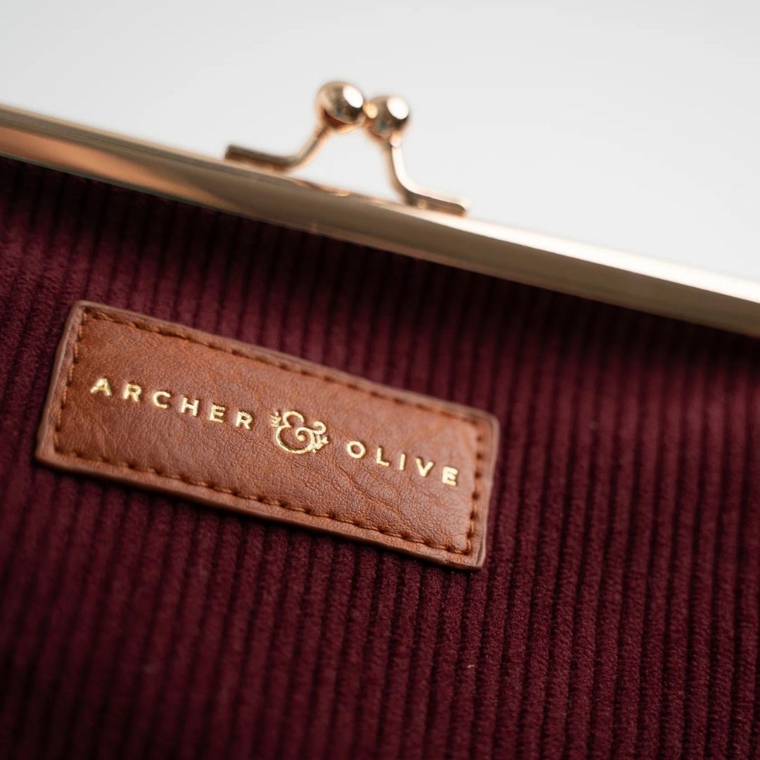 Quiet Corners Kiss-Lock Pouch Maroon - Archer & Olive