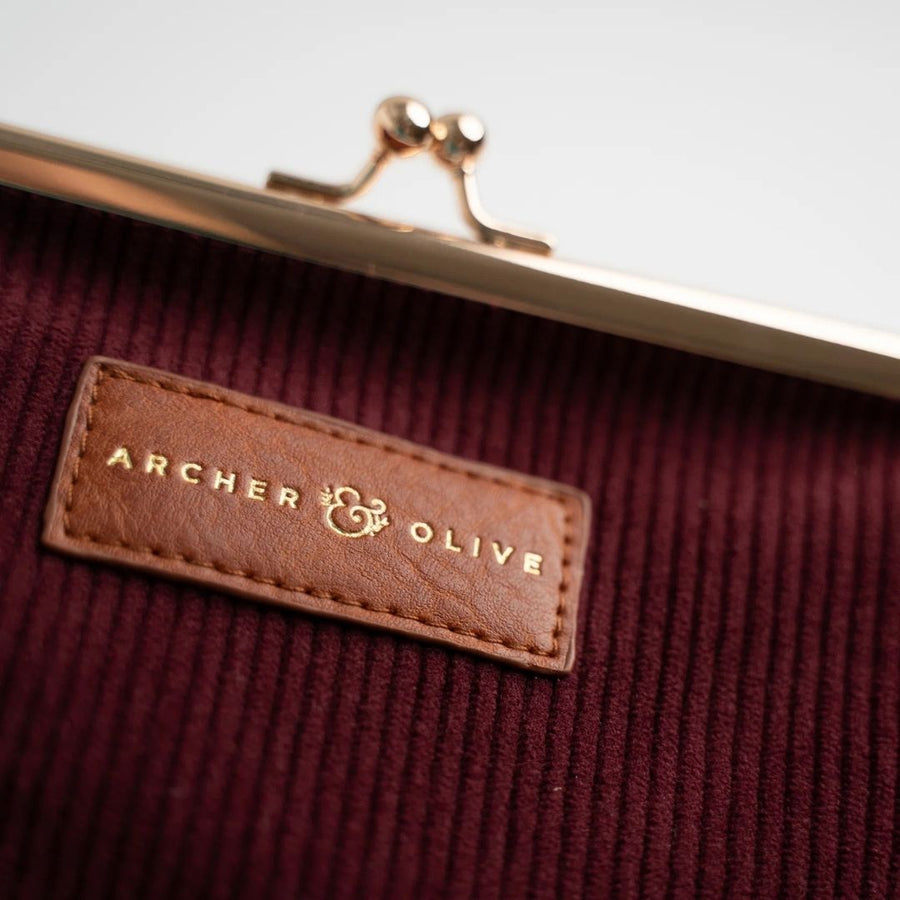Quiet Corners Kiss-Lock Pouch Maroon - Archer & Olive