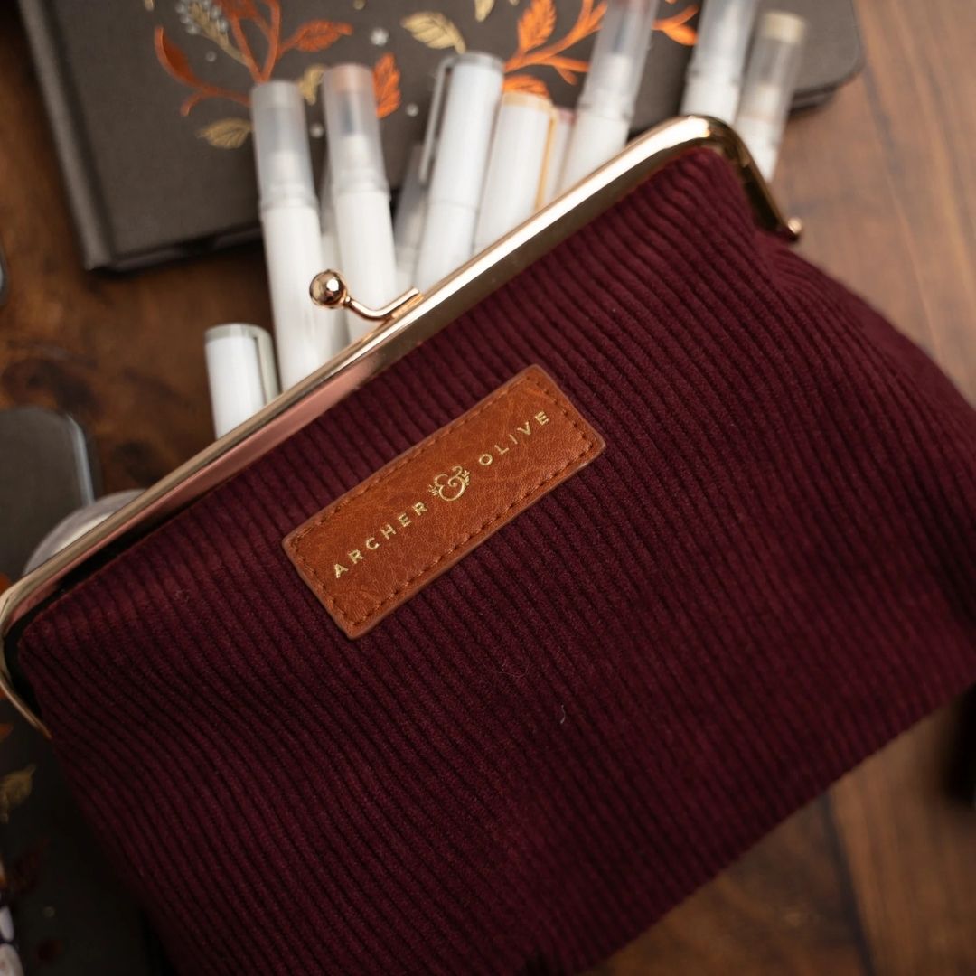 Quiet Corners Kiss-Lock Pouch Maroon - Archer & Olive