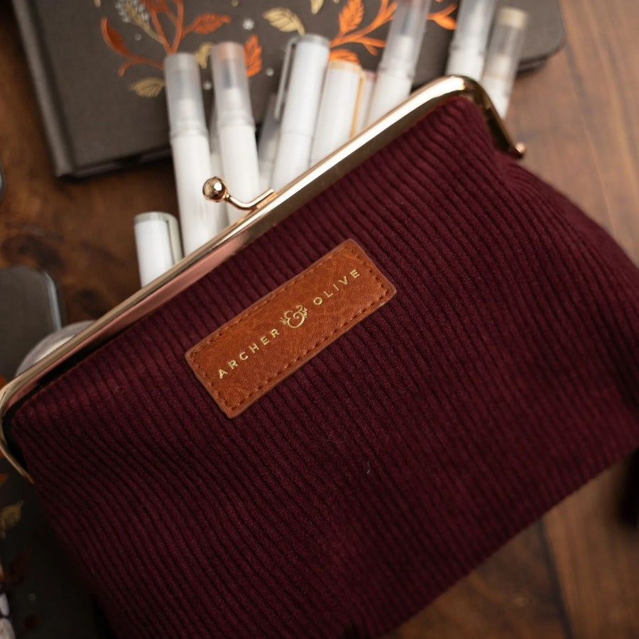 Quiet Corners Kiss-Lock Pouch Maroon - Archer & Olive