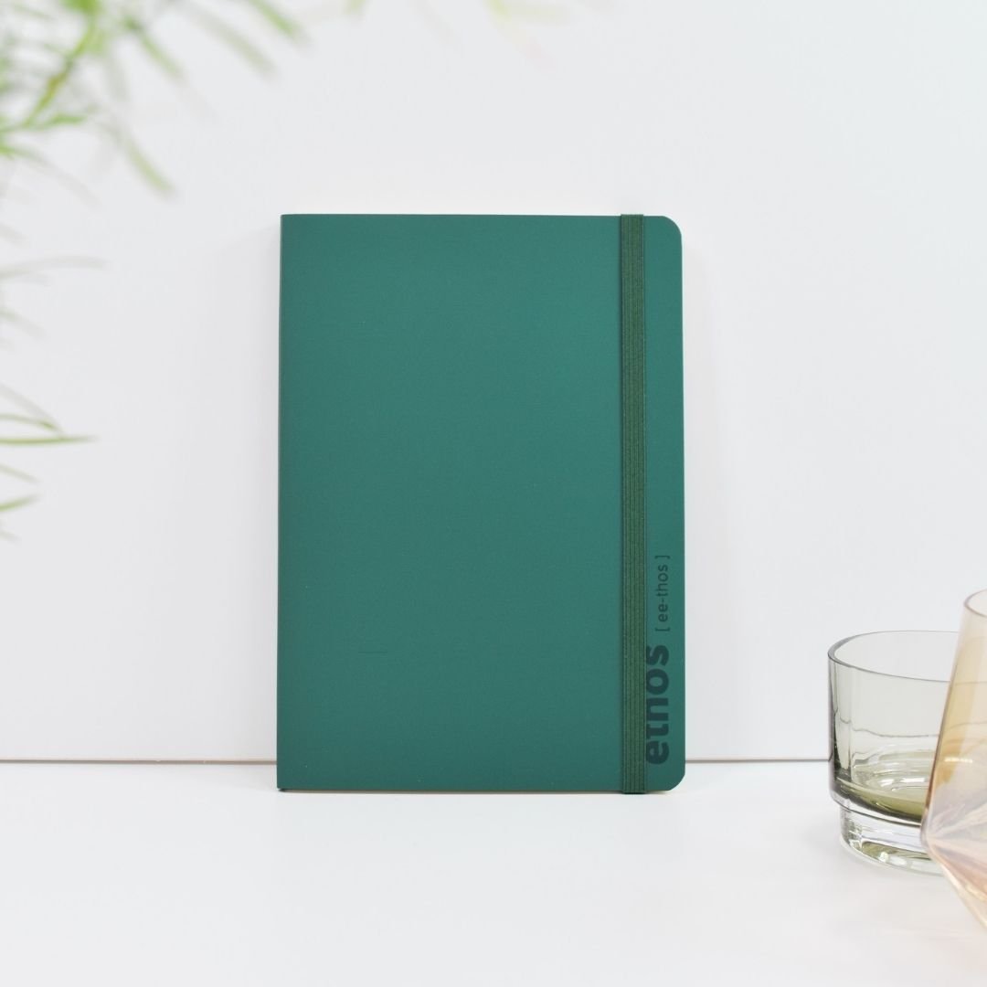 Recycled Leather A5 Lined Notebook Emerald Green - Vent for Change
