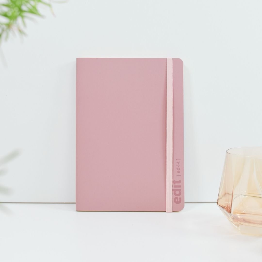 Recycled Leather A5 Lined Notebook Powder Pink - Vent for Change