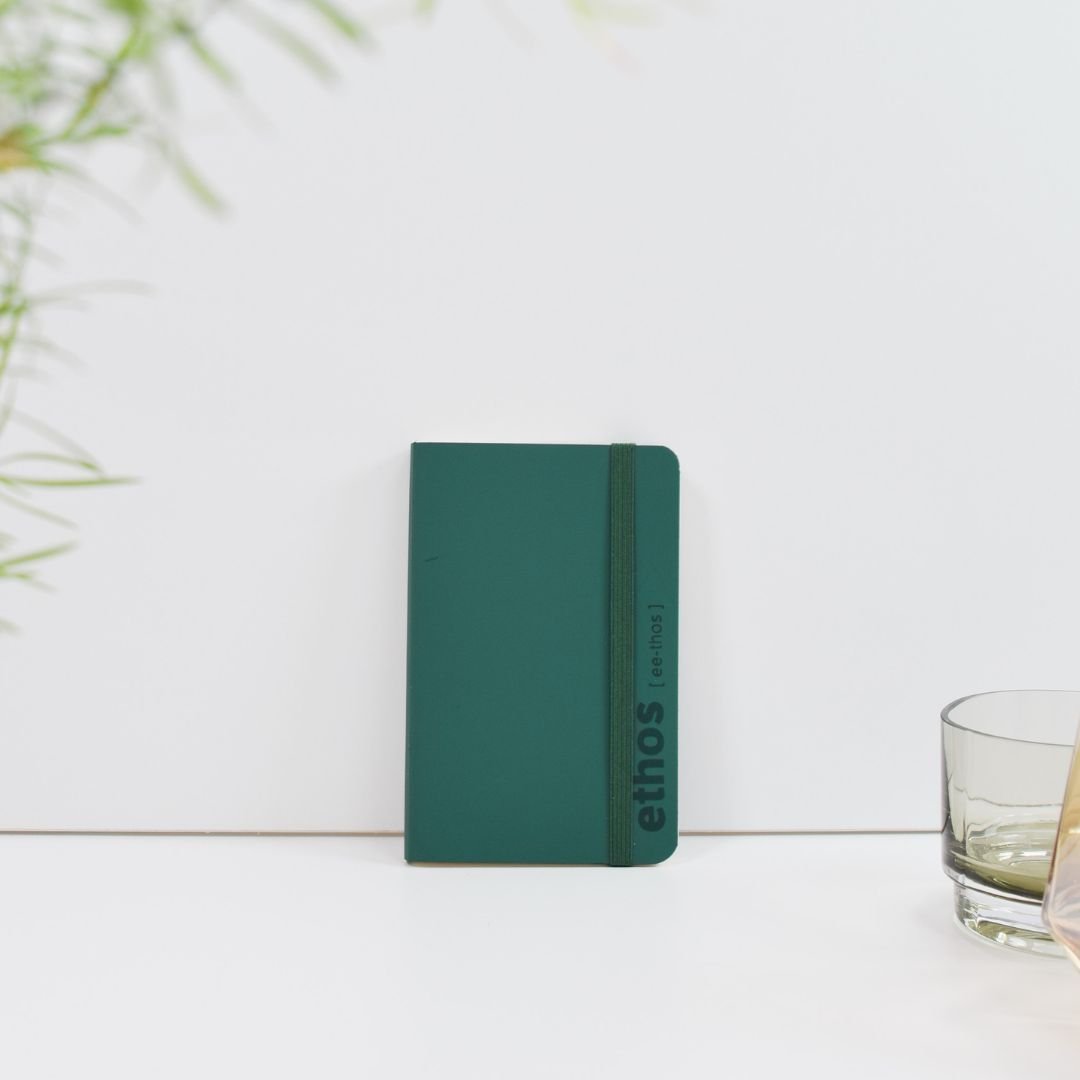 Recycled Leather A6 Lined Notebook Emerald Green - Vent for Change