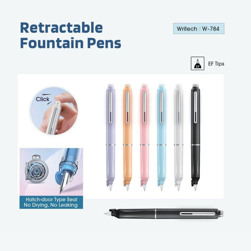 Retractable Fountain Pens-Pens-Writech-Blue