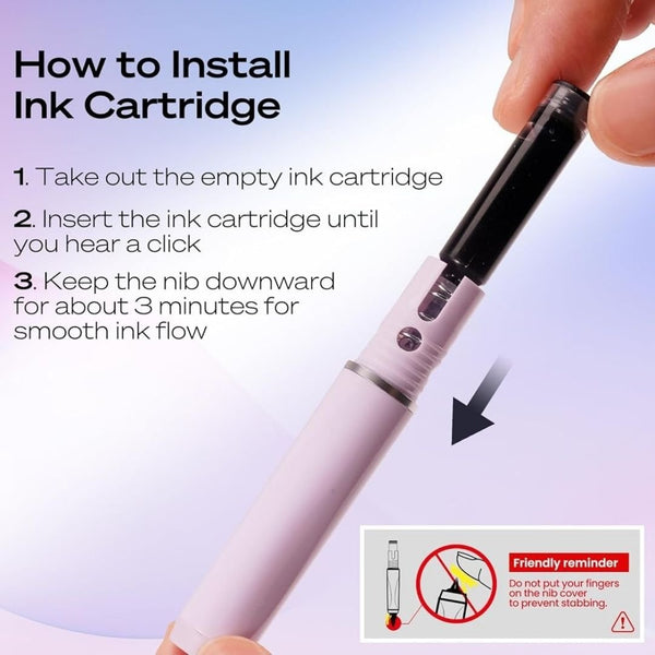 How to install the ink cartridge in Writech Retractable Fountain Pens