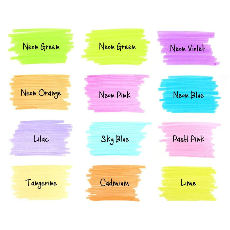Retractable Highlighter Refills Neon & Pastel-Refills-Writech-Colour Swatches