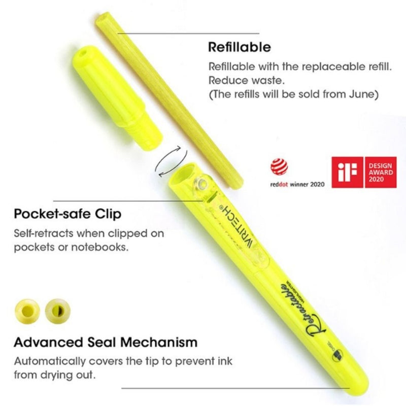 Retractable Highlighter Refills Neon & Pastel-Refills-Writech-Features